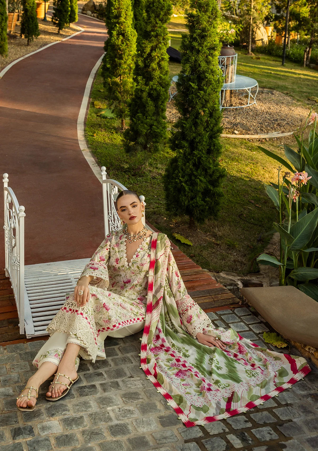 Elaf Premium | Print Chikankari 25 | ELK-02B SWEET GREENS