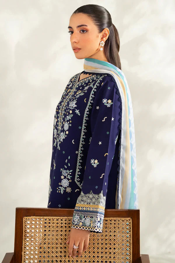 Farasha | Summer Weaves Embroidered lawn'26 | Blue Fusion