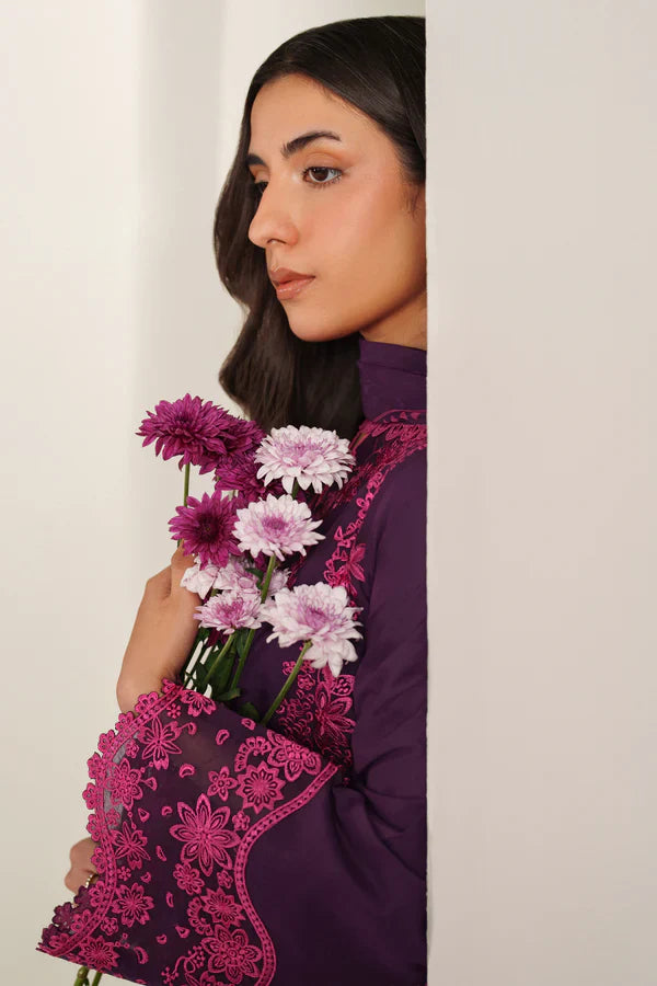 Farasha | Summer Weaves Embroidered lawn'26 | Magenta Silk