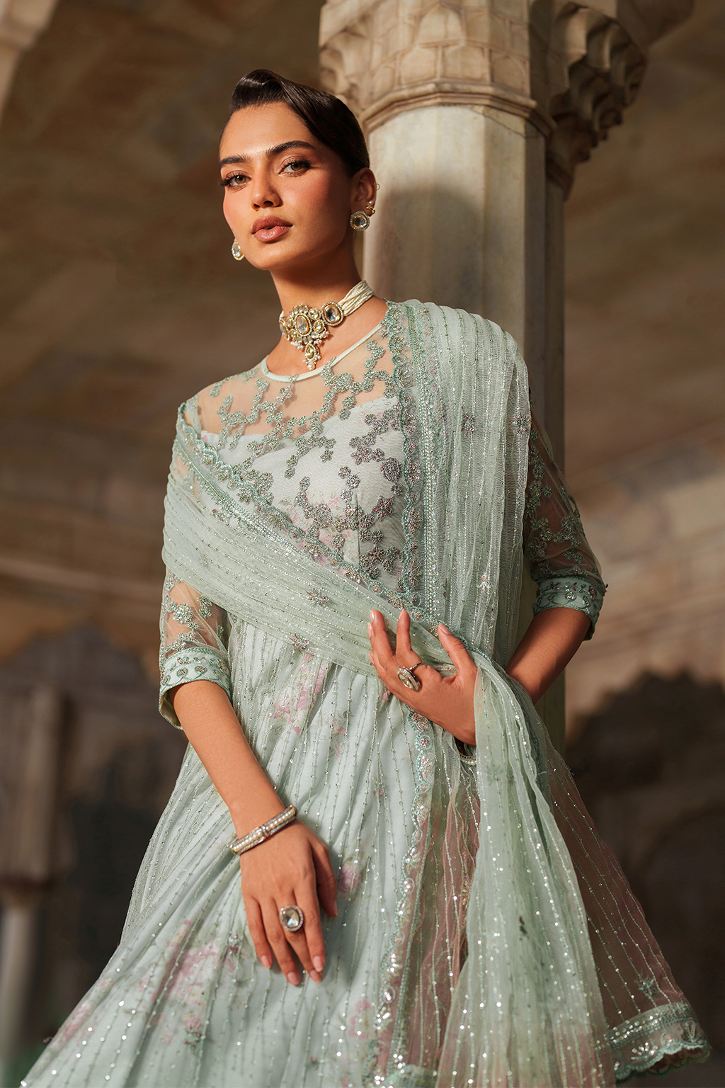 Iznik | Exclusive Formals | UE-553 Embroidered Net