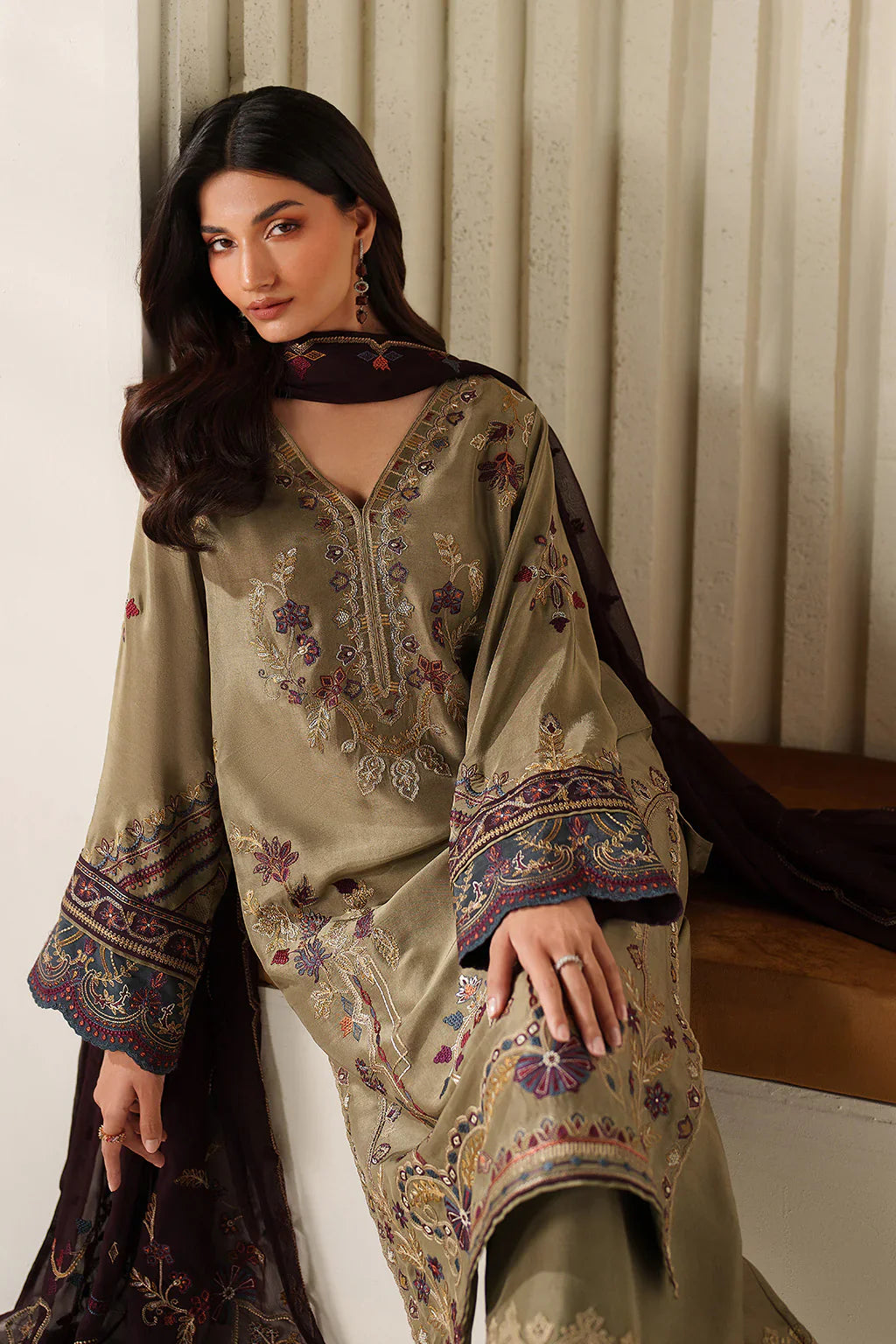 Iznik | Festive Formals | UE-614 Embroidered Ramen Silk