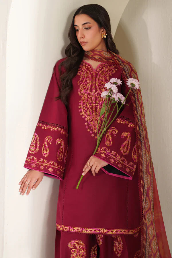 Farasha | Summer Weaves Embroidered lawn'26 | Coral Flare