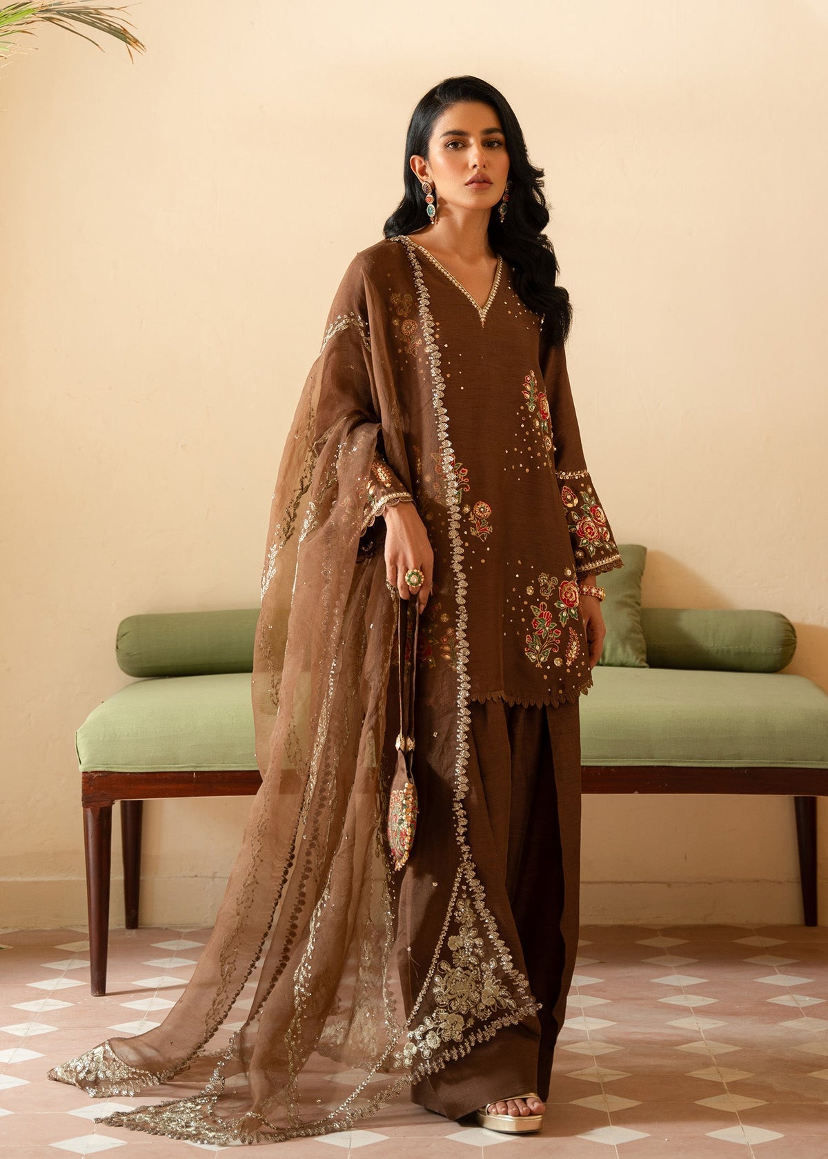 Sadaf Fawad Khan | Mehrma Wedding Formals | Hot Mocha