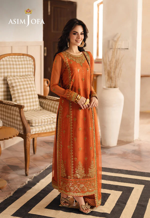 Asim Jofa | Heeriye | AJHE-09 EMBROIDERED NET 3 PCS