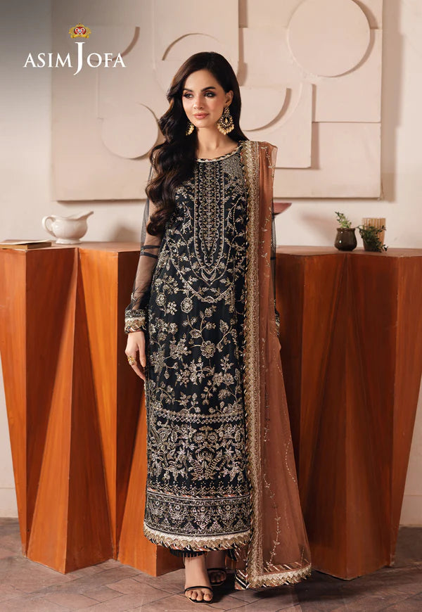 Asim Jofa | Heeriye | AJHE-05 EMBROIDERED NET 3 PCS
