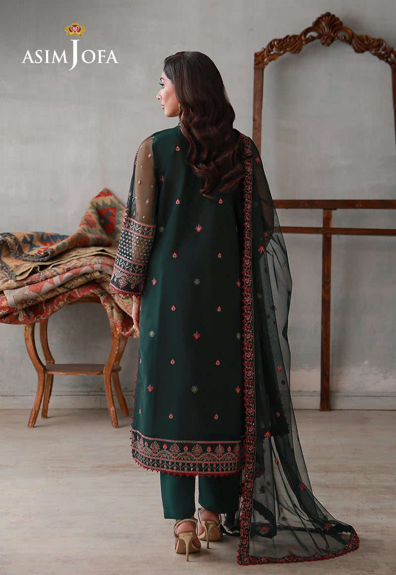 Asim Jofa | luxury Pret'26 | AJLPN-08 Embroidered Poly Net Stitched 3pcs