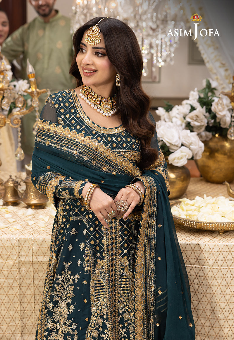 Shehnai by Asim Jofa Embroidered Chiffon Unstitched 3Pc Suit AJSH-18 - Riwayat-e-khas