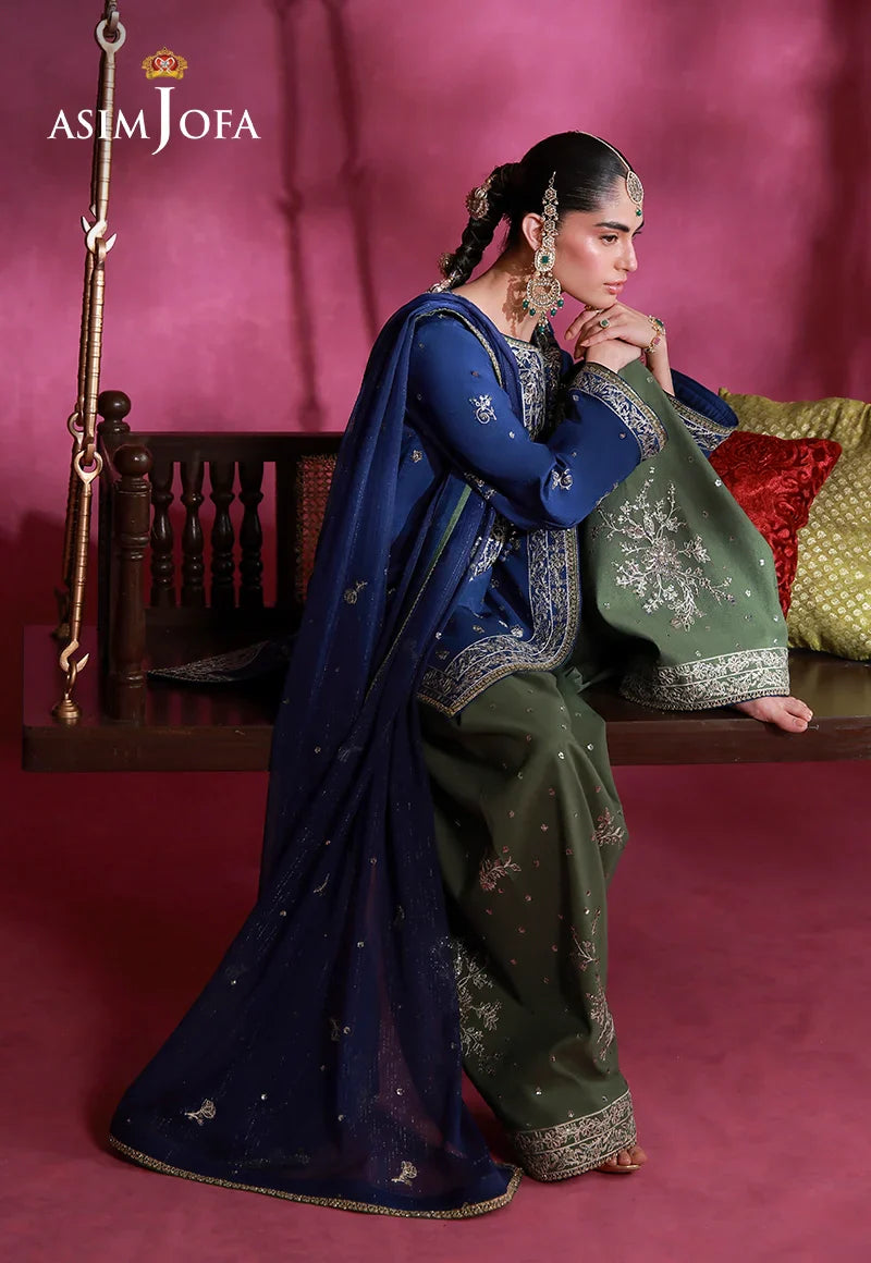 Asim Jofa | Festive Collection 26 | AJULFI-10 Embroidered Raw Silk 3 Pcs