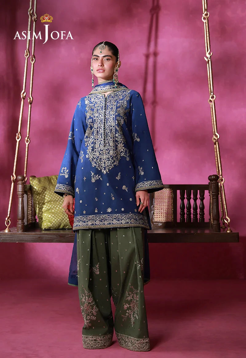 Asim Jofa | Festive Collection 26 | AJULFI-10 Embroidered Raw Silk 3 Pcs