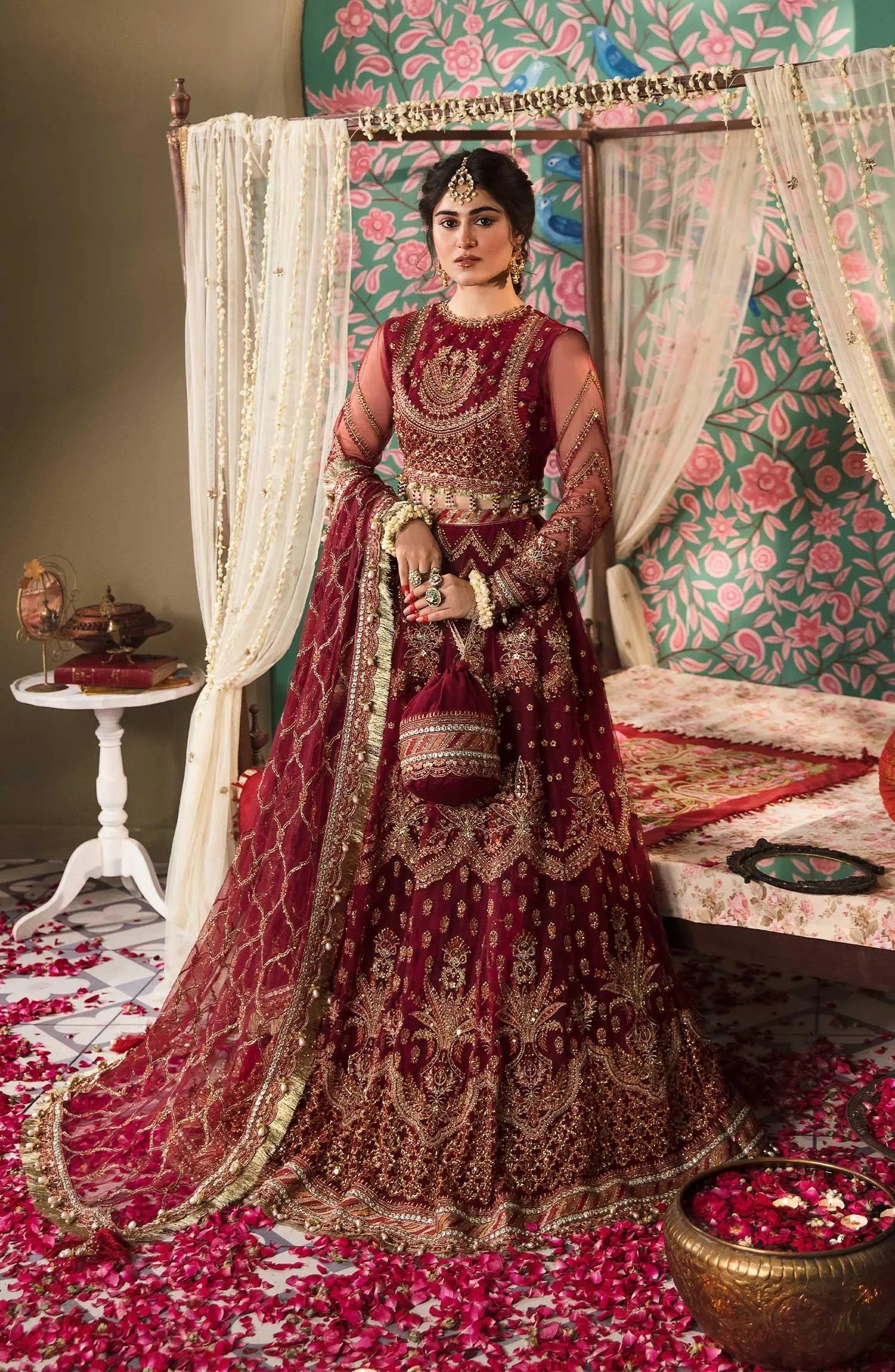 Zarin by Eleshia Unstitched Embroidered Net 3Pc Suit - ASHMIZA - House Of Anaya