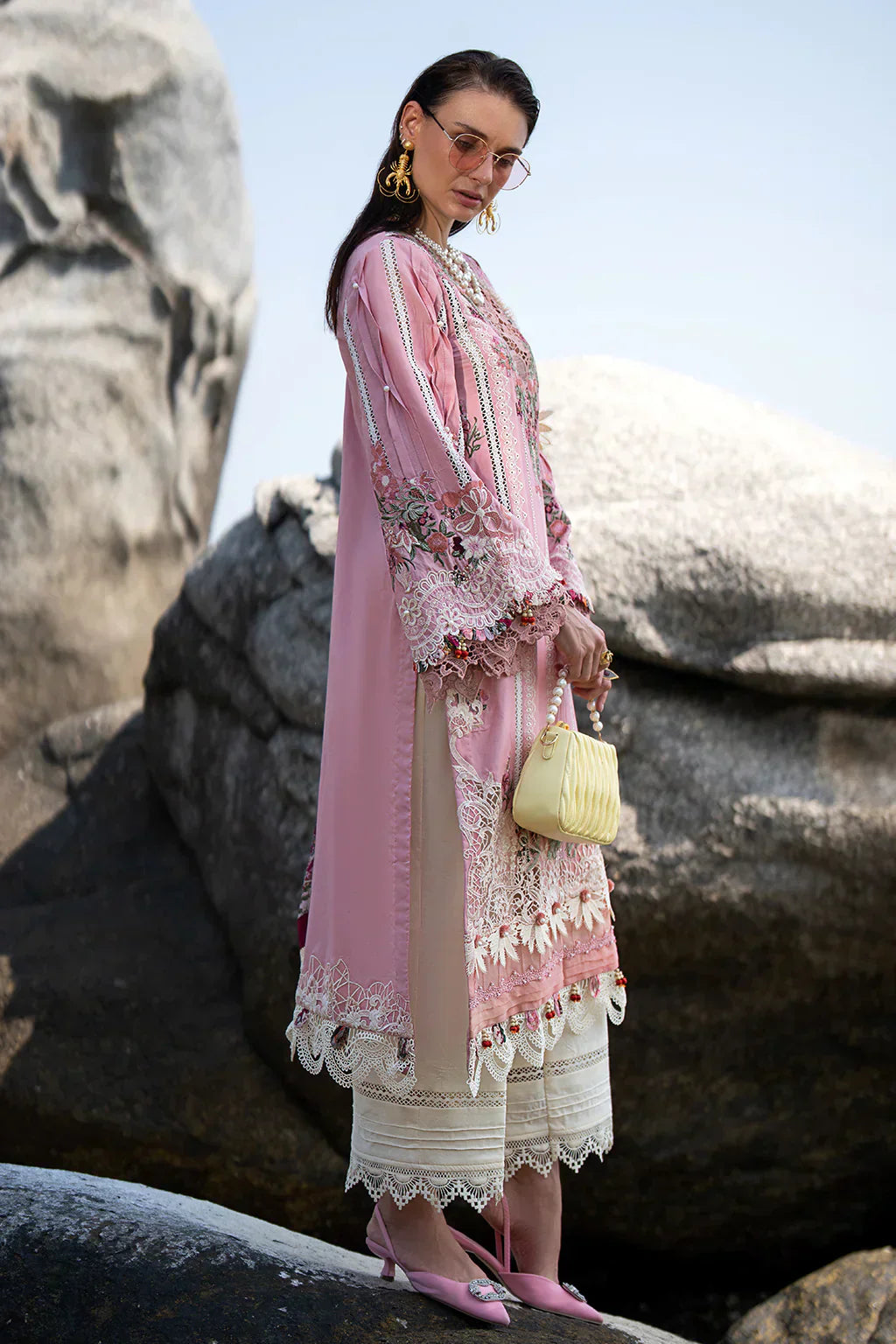 AJR Couture | Alif Signature Luxury Lawn 24 | Rosy - House Of Anaya