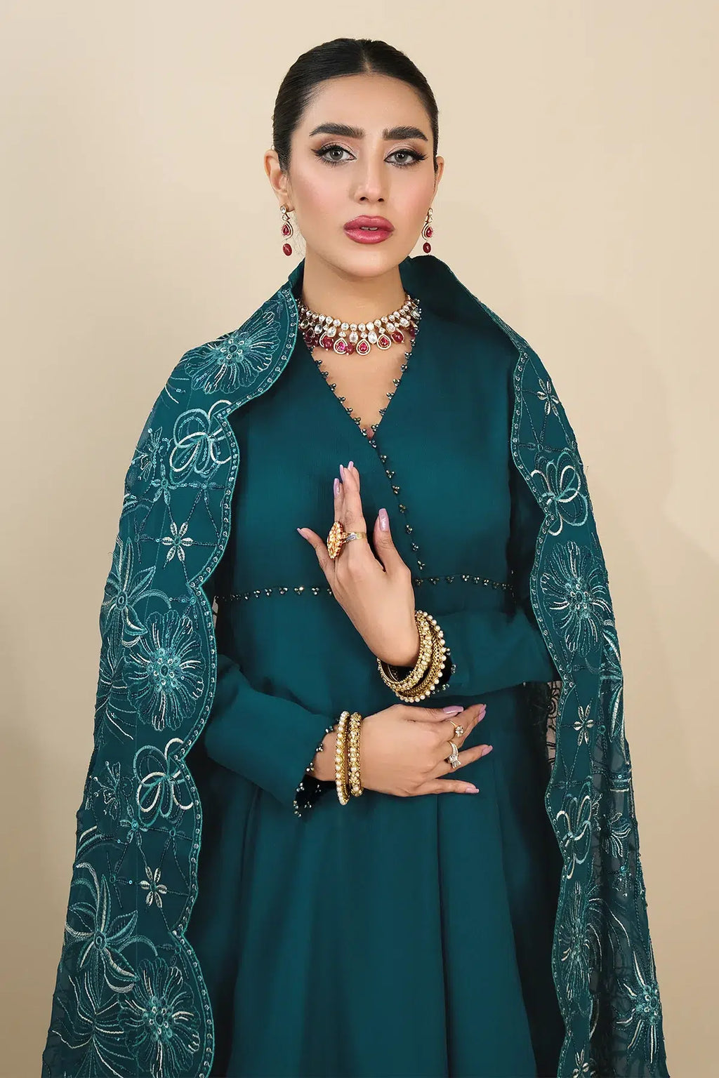 Alizeh | Formals Collection | Sea Green Peplum 3 piece - RTW1015 - House Of Anaya