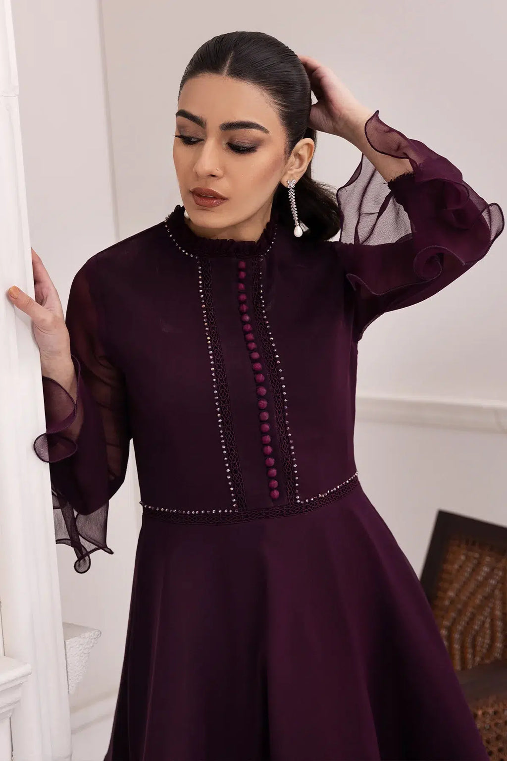 Alizeh | Formals Collection | Purple Frock 2 piece - RTW1001 - House Of Anaya