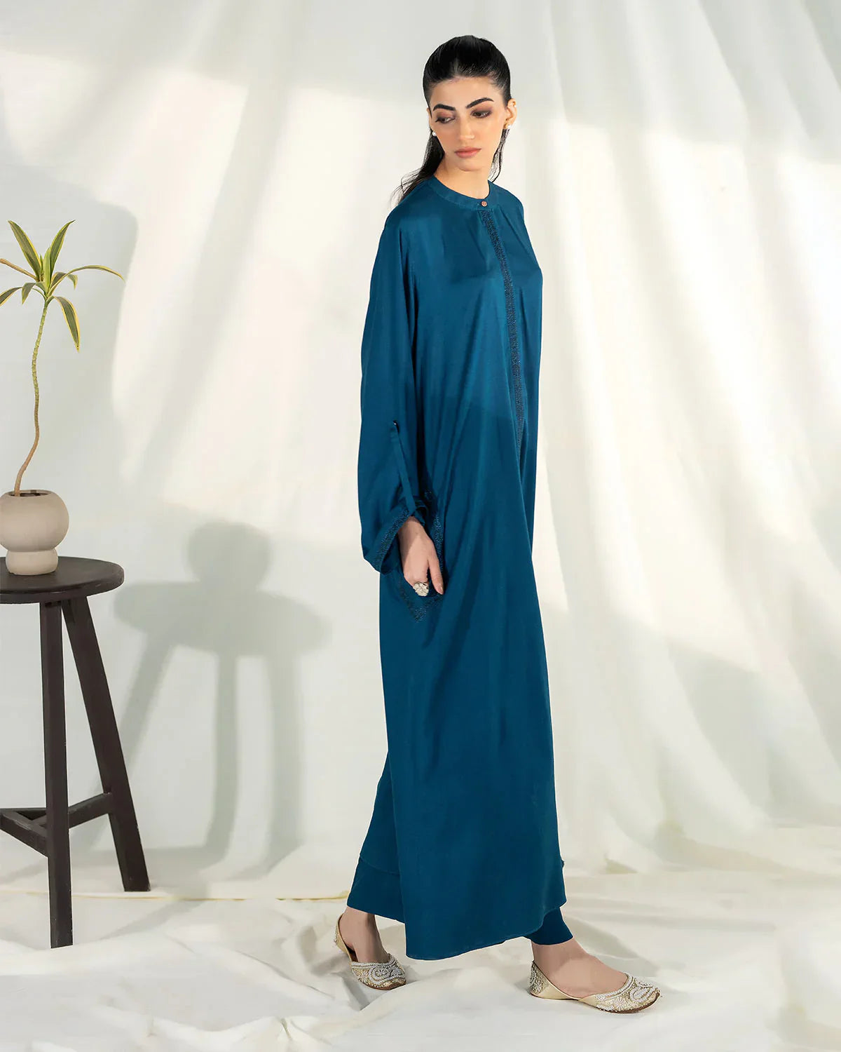 Zevk | Winter flavour Kaftan | AQUA TEAL