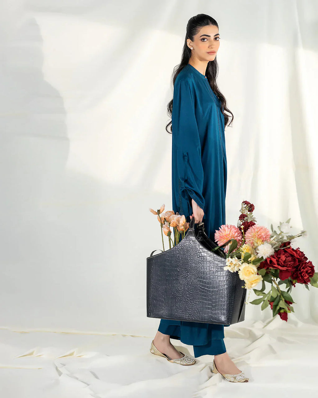 Zevk | Winter flavour Kaftan | AQUA TEAL