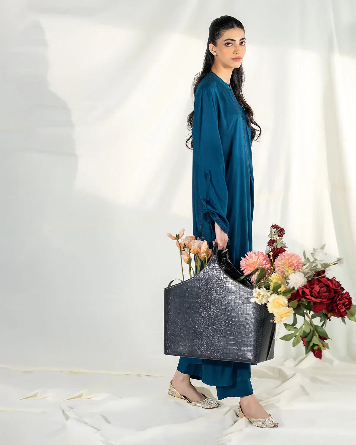 Zevk | Winter flavour Kaftan | AQUA TEAL