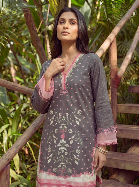 Dhanak | Casual Pret | BLACK LAWN 2PCS EMBROIDERED KURTA WITH TROUSER