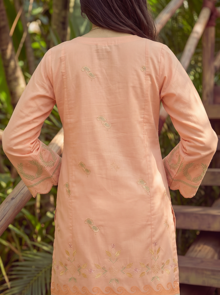 Dhanak | Casual Pret | ORANGE LAWN 2PCS EMBROIDERED KURTA WITH TROUSER