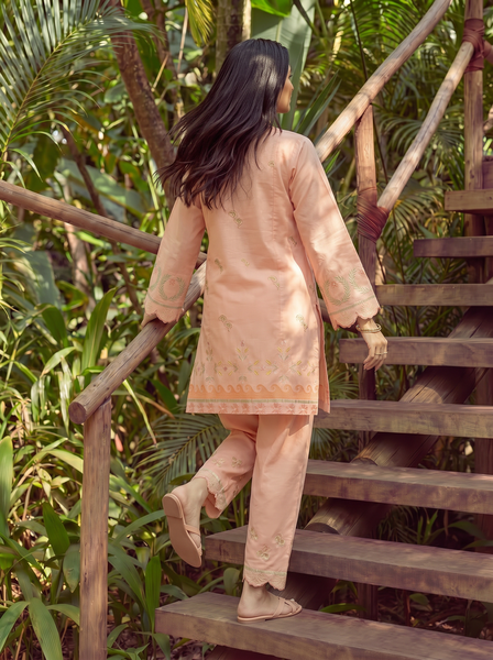 Dhanak | Casual Pret | ORANGE LAWN 2PCS EMBROIDERED KURTA WITH TROUSER