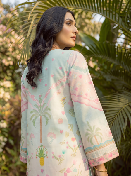 Dhanak | Casual Pret | L-GREEN LAWN 2PCS EMBROIDERED KURTA WITH TROUSER