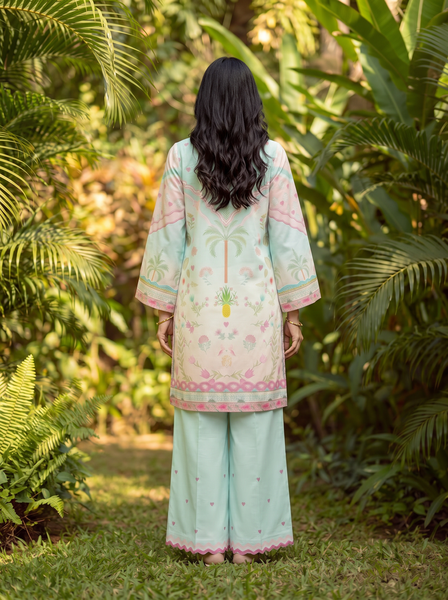 Dhanak | Casual Pret | L-GREEN LAWN 2PCS EMBROIDERED KURTA WITH TROUSER