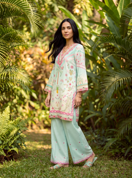 Dhanak | Casual Pret | L-GREEN LAWN 2PCS EMBROIDERED KURTA WITH TROUSER
