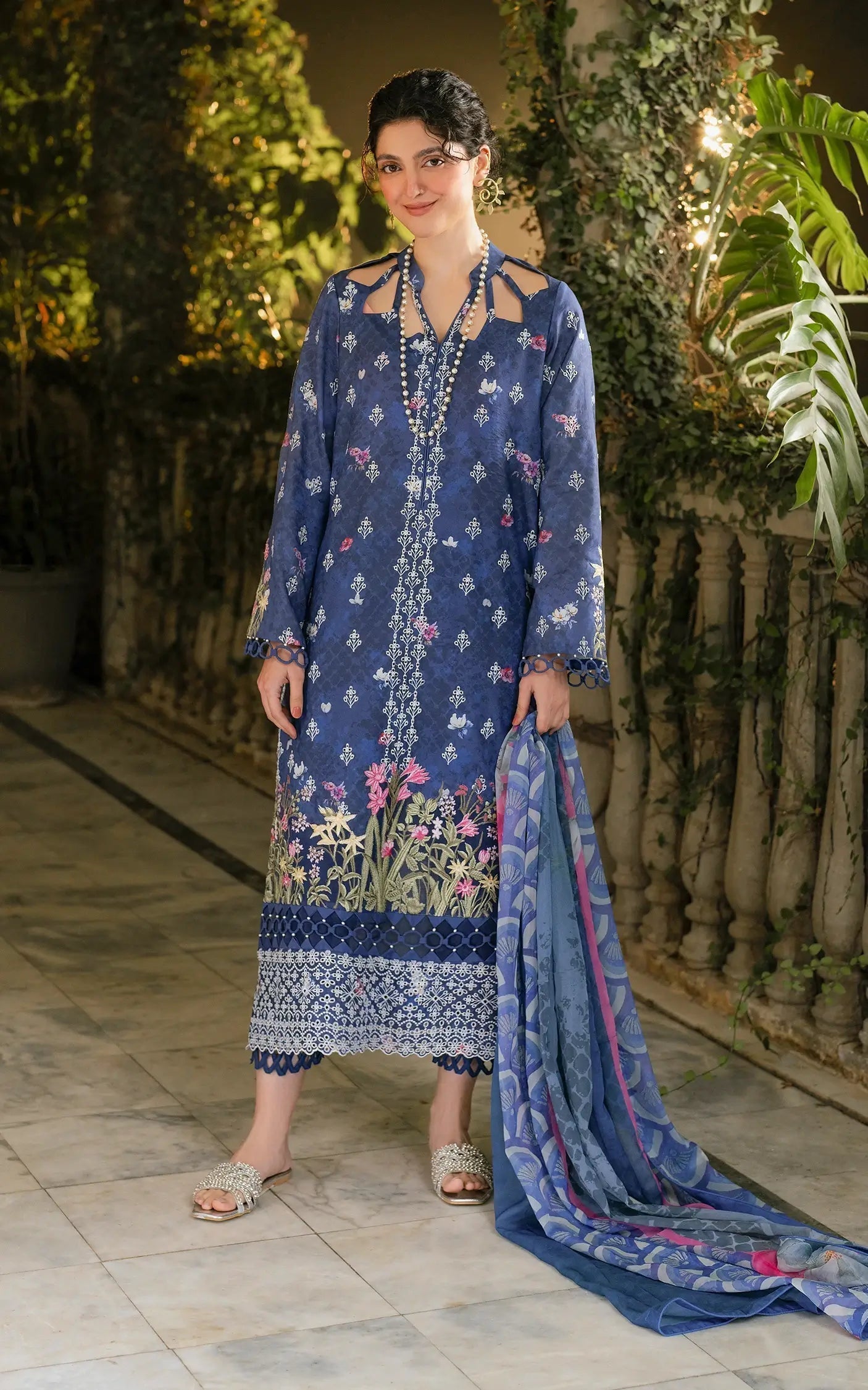 Asifa and Nabeel | Gulkari Summer 25 | Azure Whisper (GKL-05) - Riwayat-e-Khas