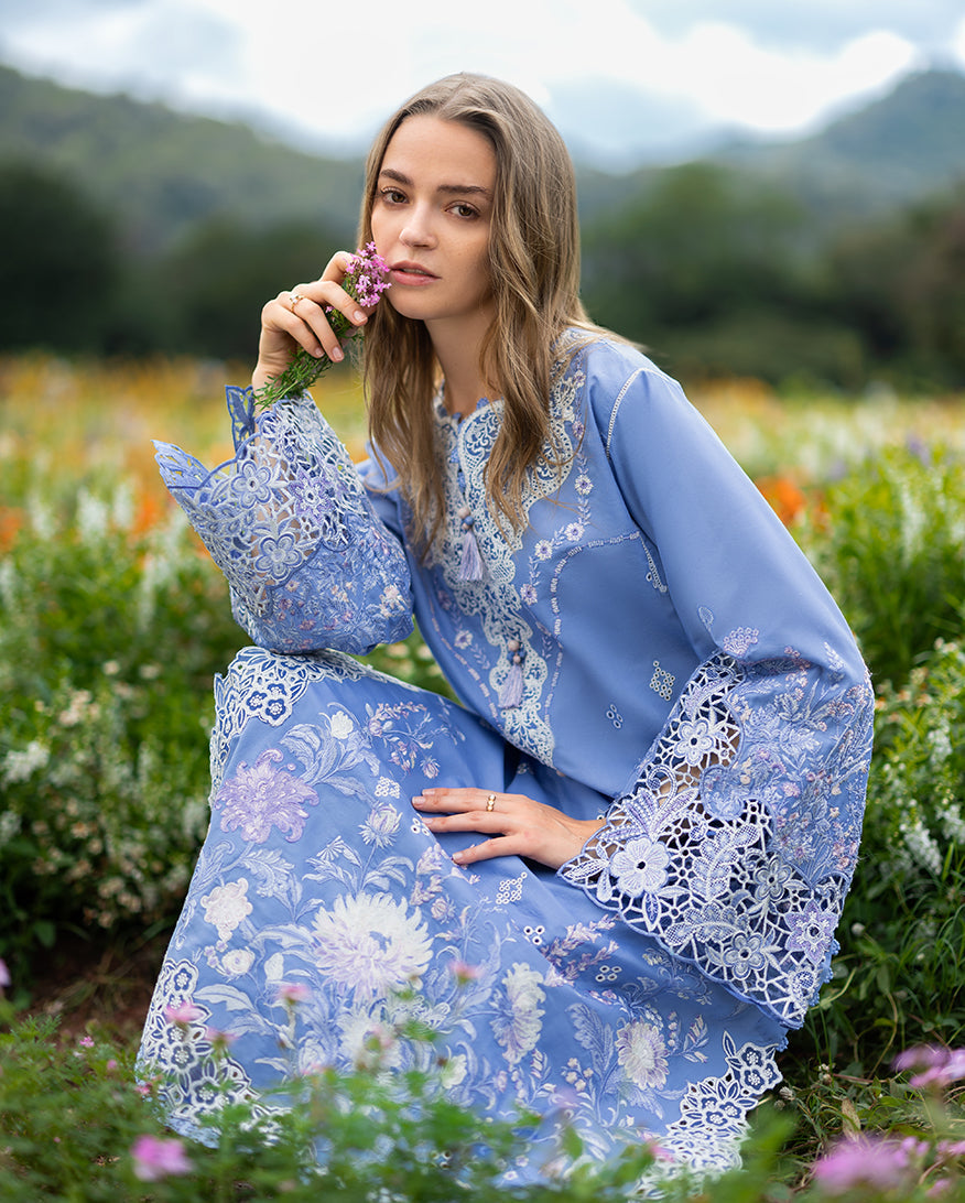 Mushq | Hemline the Secret Garden | Azure Bloom