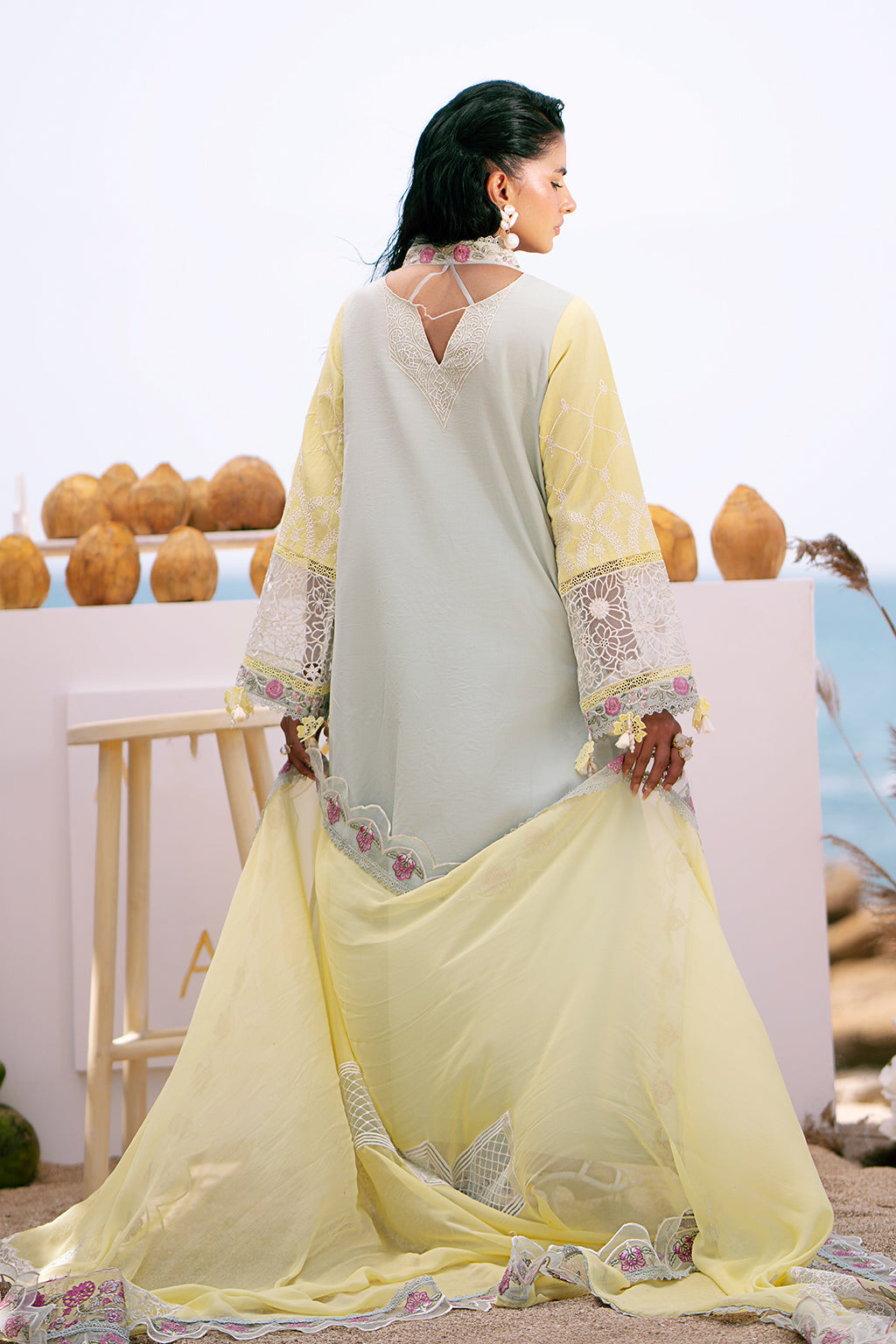 AJR Couture | Dastan Luxury Lawn 25 | Azure - Riwayat-e-Khas
