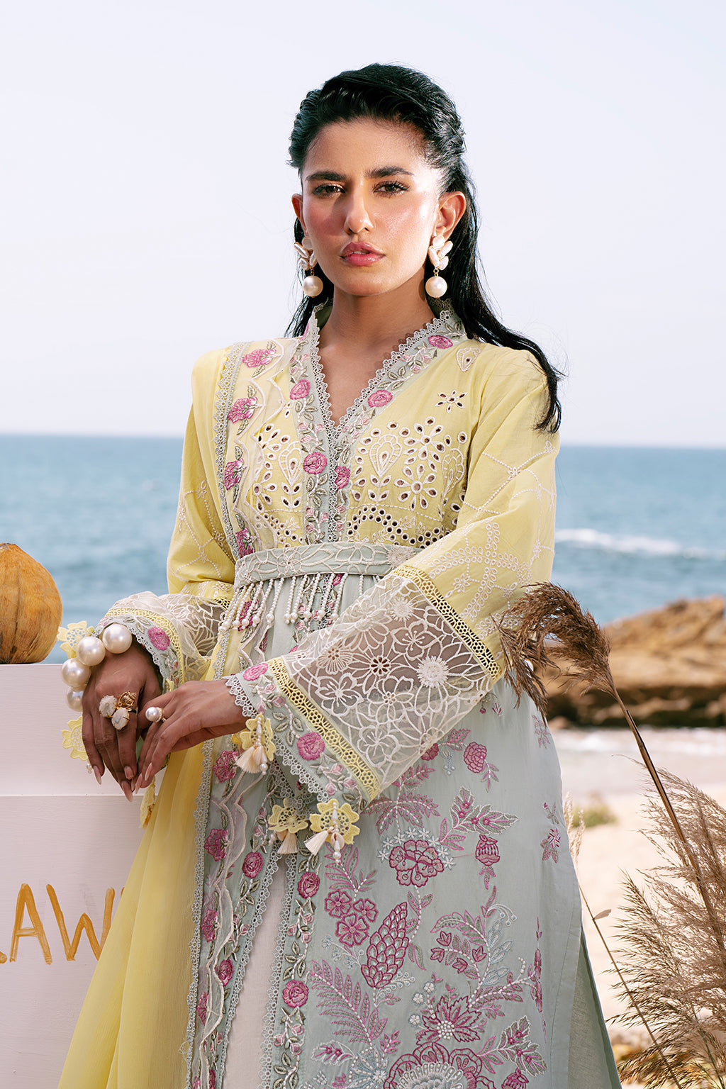 AJR Couture | Dastan Luxury Lawn 25 | Azure - Riwayat-e-Khas