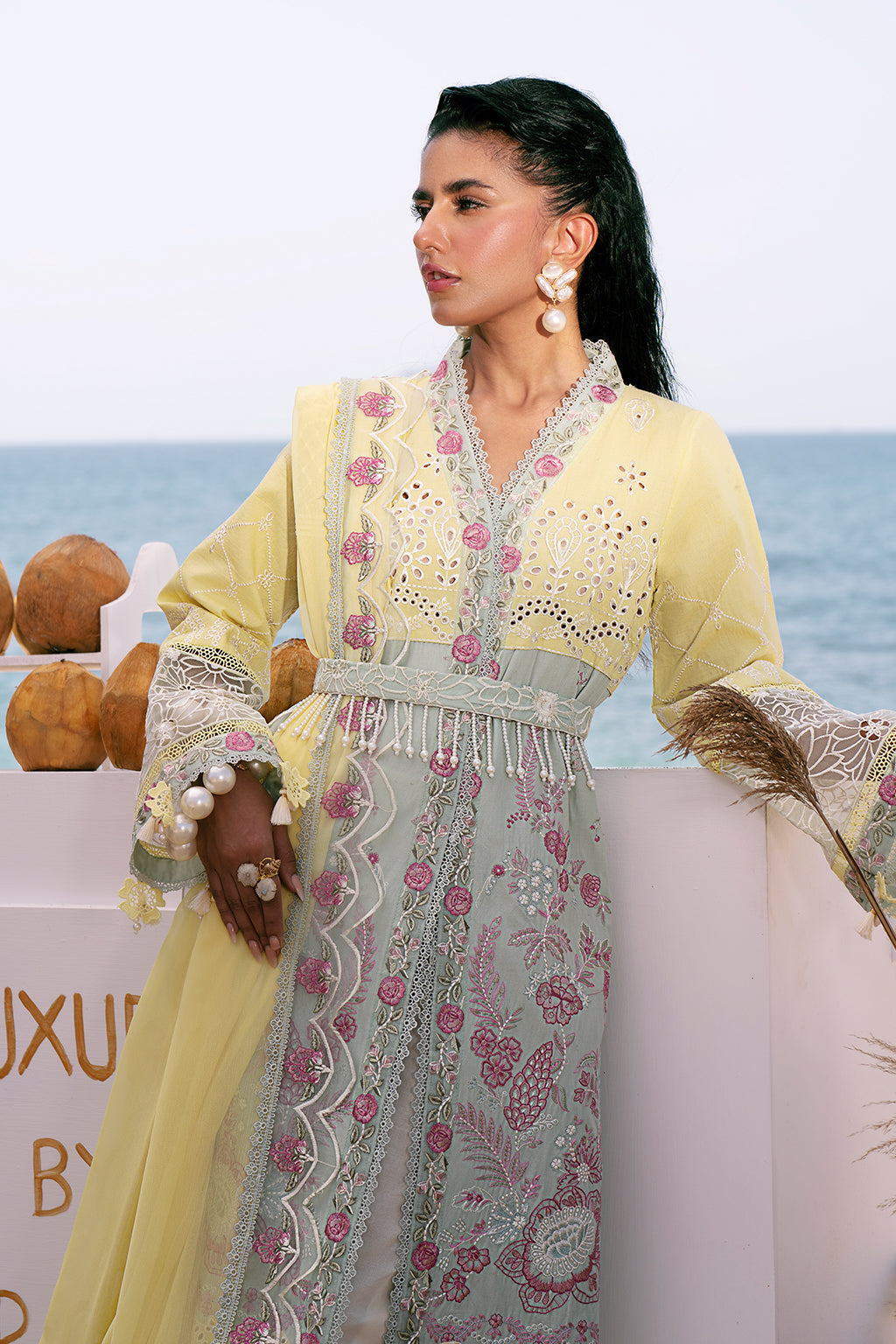 AJR Couture | Dastan Luxury Lawn 25 | Azure - Riwayat-e-Khas
