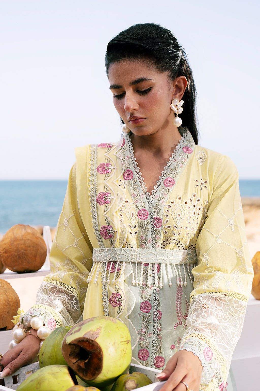 AJR Couture | Dastan Luxury Lawn 25 | Azure - Riwayat-e-Khas