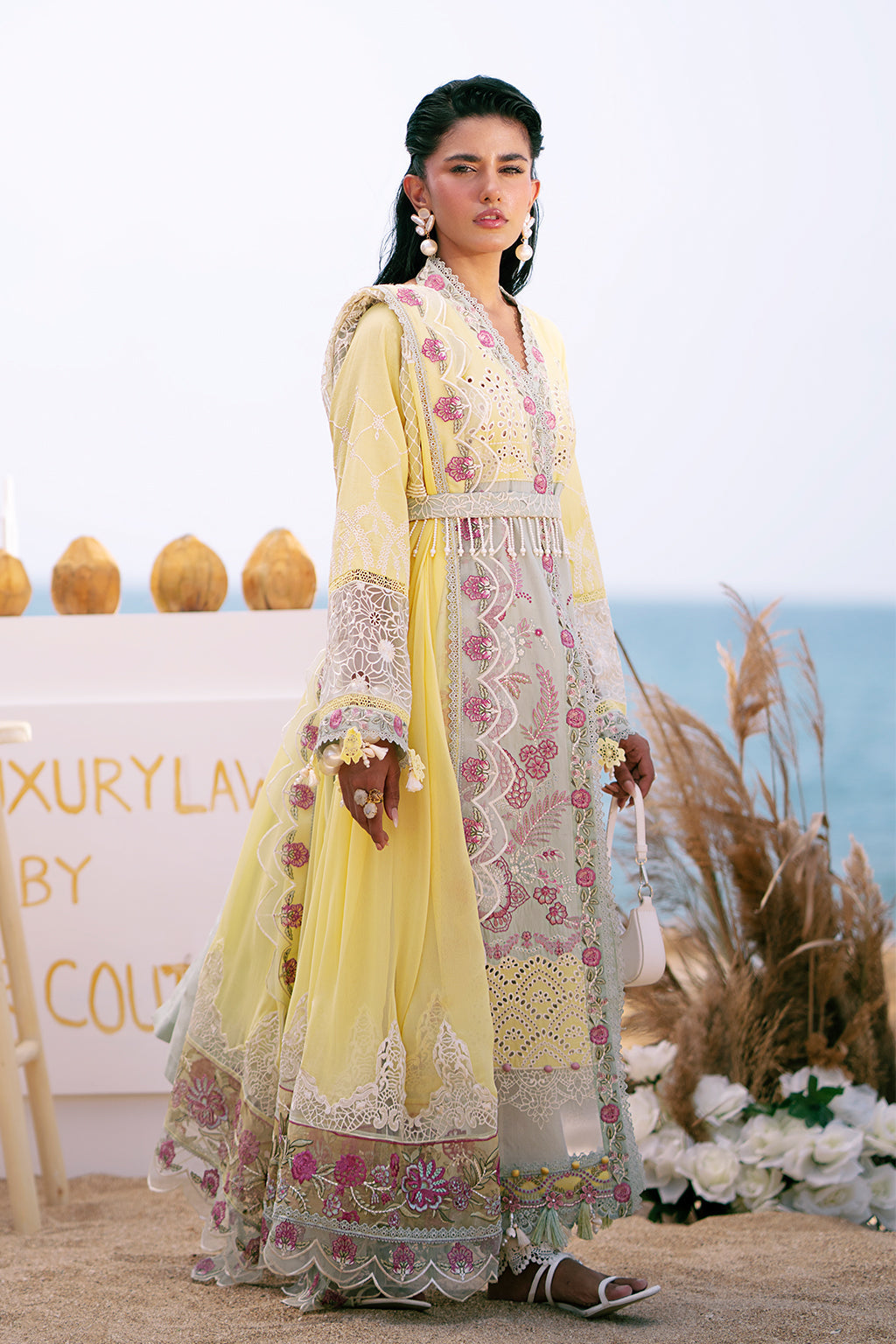 AJR Couture | Dastan Luxury Lawn 25 | Azure - Riwayat-e-Khas