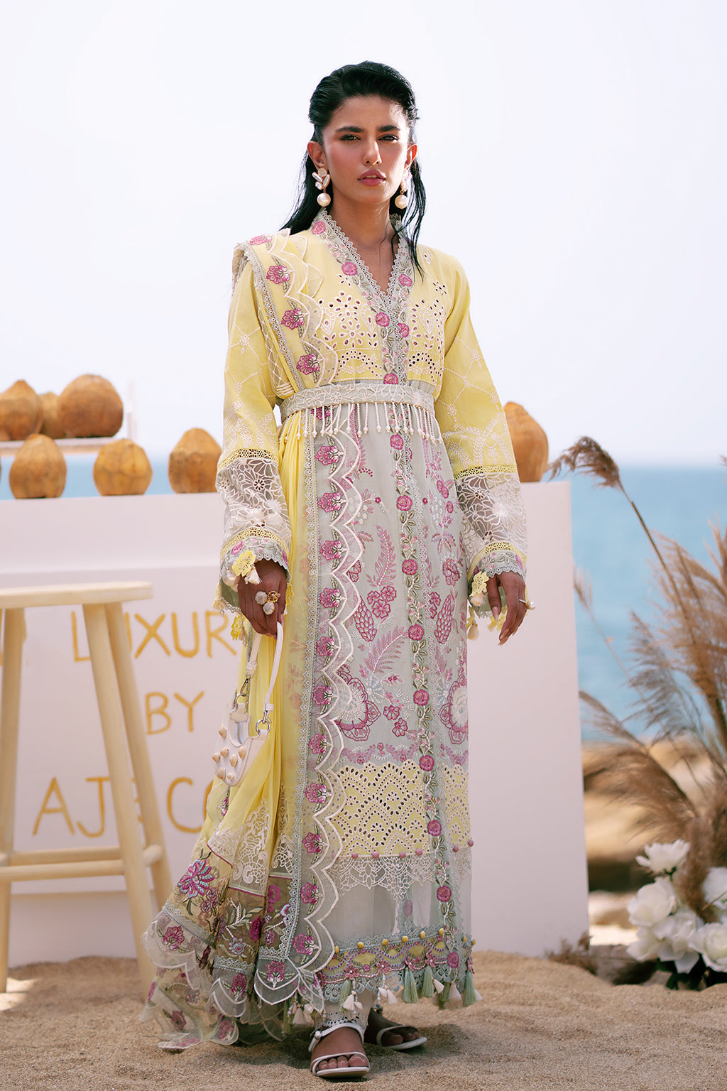 AJR Couture | Dastan Luxury Lawn 25 | Azure - Riwayat-e-Khas