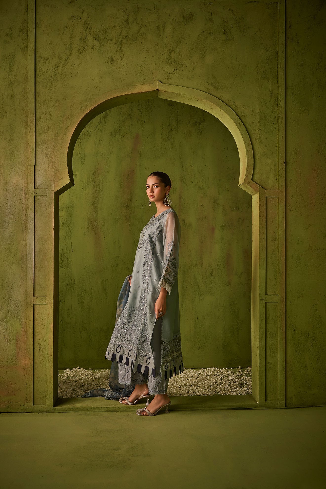 Dhanak | Festive Formals | SS24DU-3196 BLUE 3Pcs - House Of Anaya