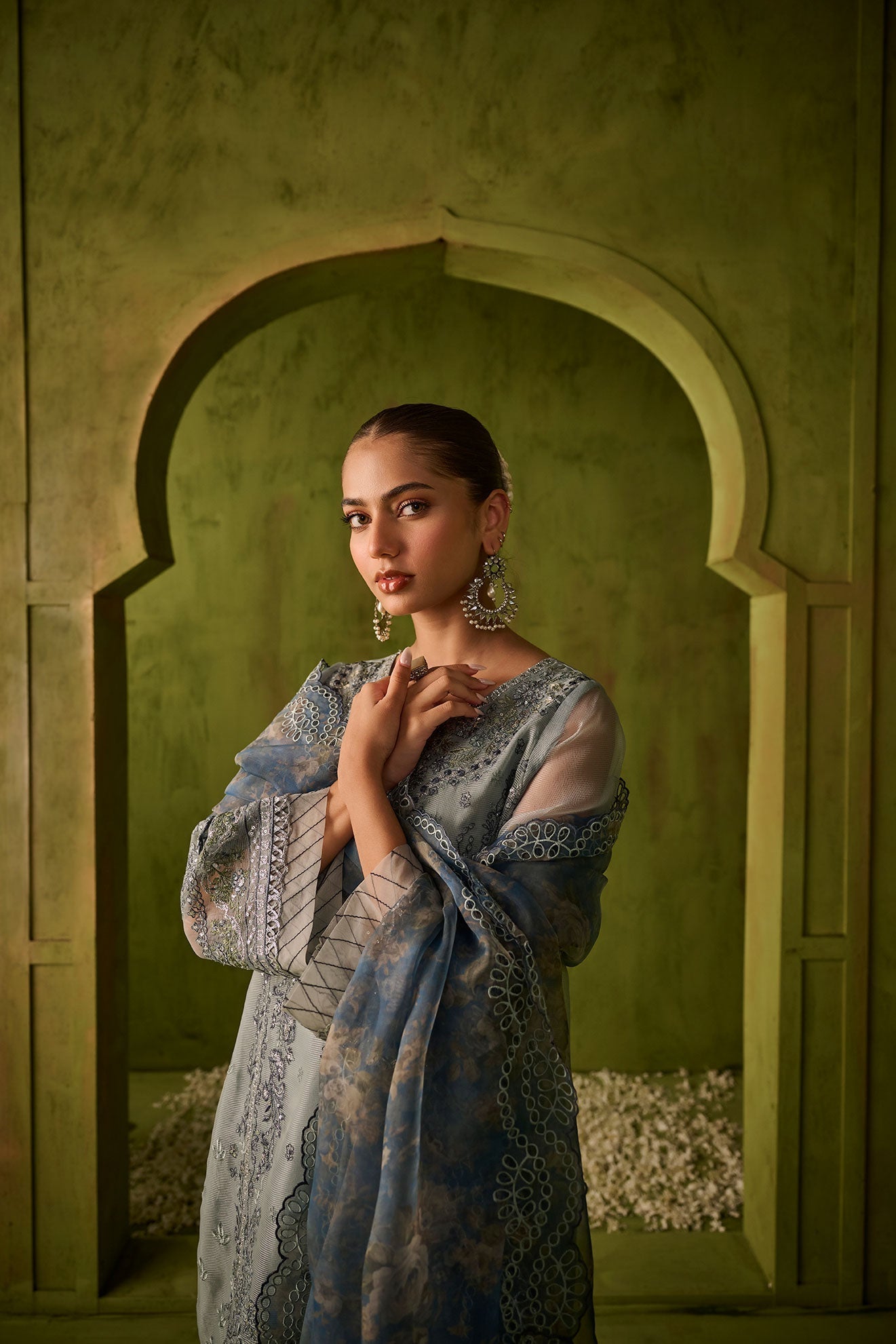 Dhanak | Festive Formals | SS24DU-3196 BLUE 3Pcs - House Of Anaya