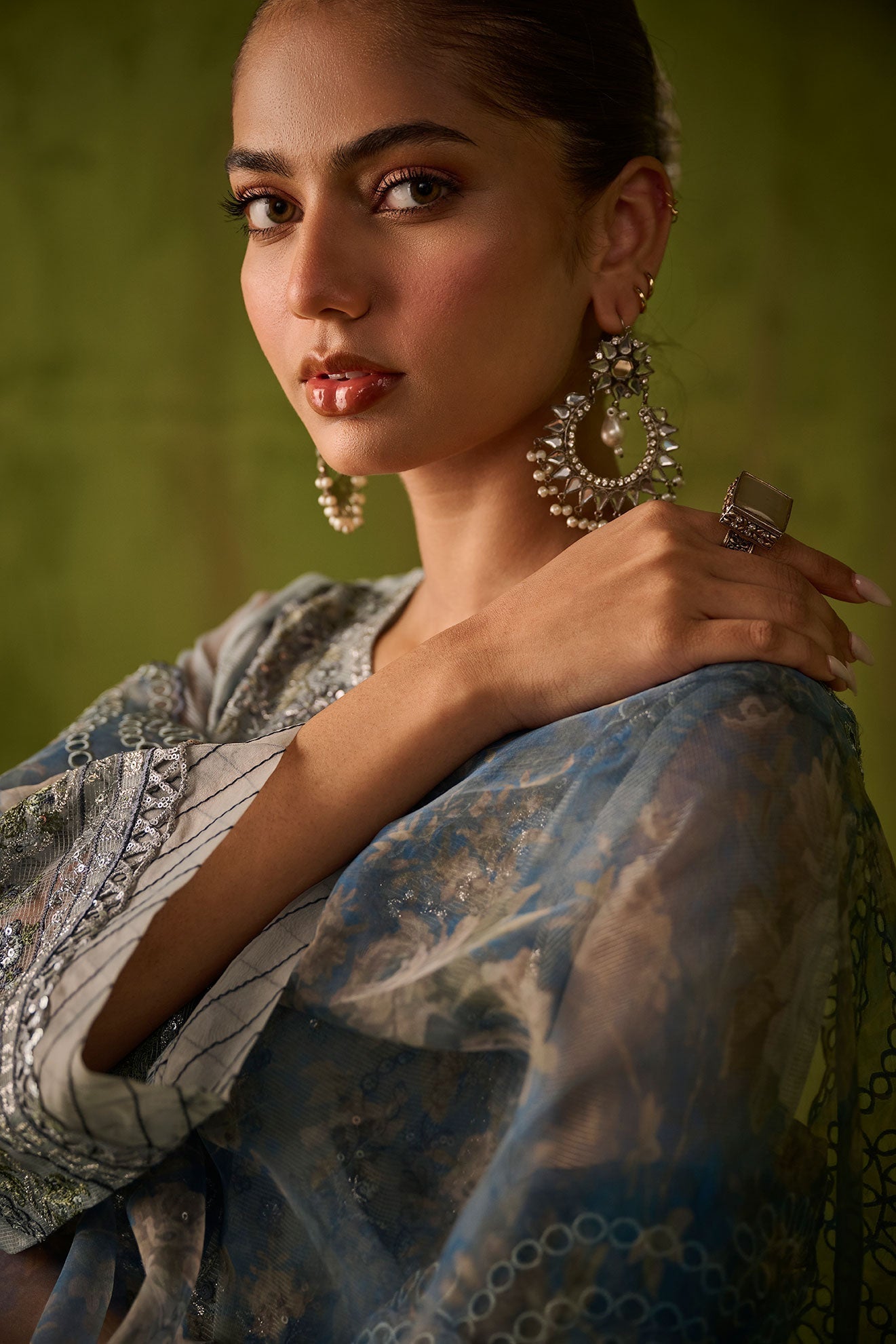 Dhanak | Festive Formals | SS24DU-3196 BLUE 3Pcs - House Of Anaya