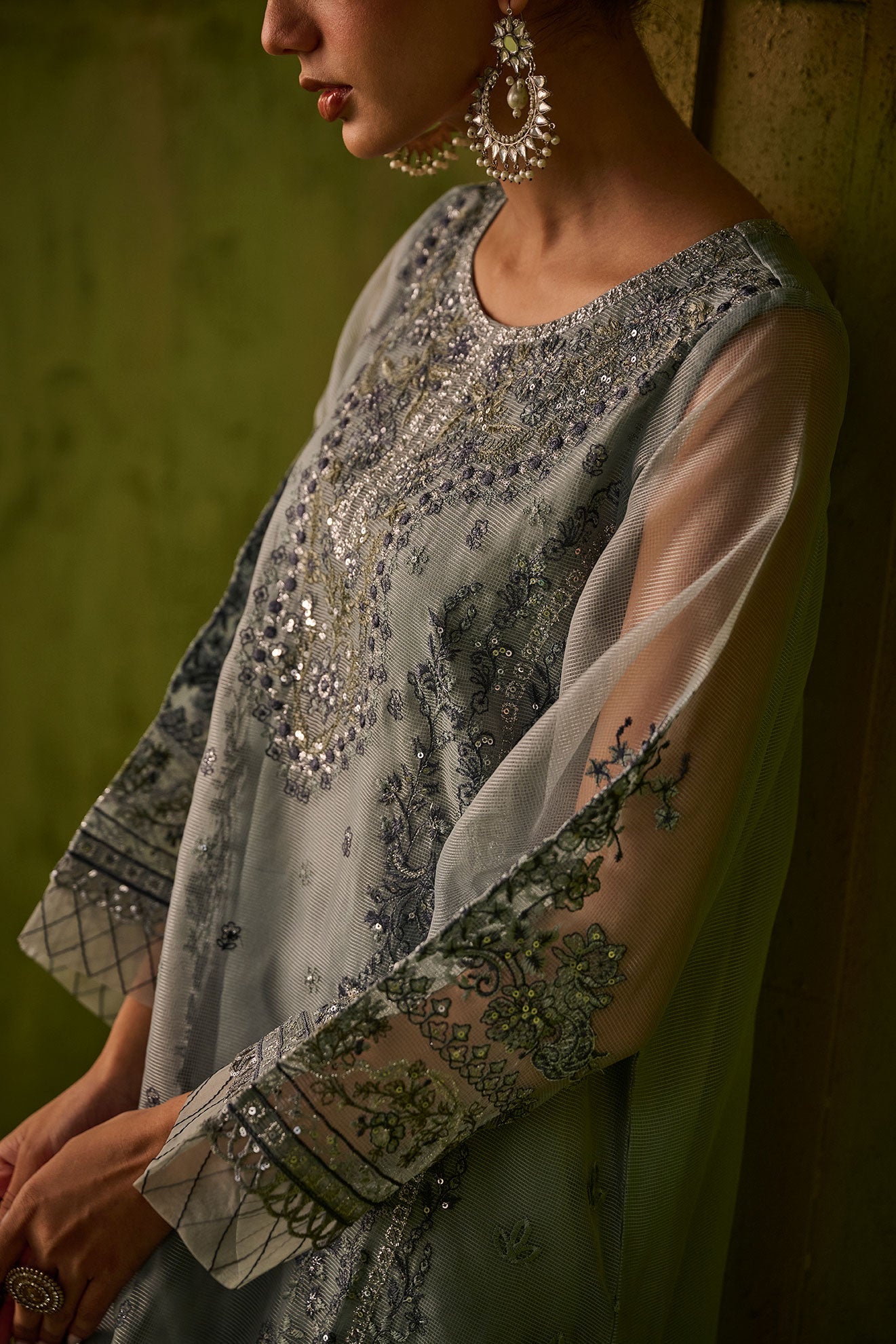 Dhanak | Festive Formals | SS24DU-3196 BLUE 3Pcs - House Of Anaya