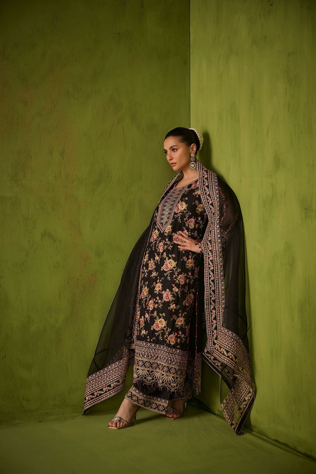 Dhanak | Festive Formals | SS24DU-3192 Black 3Pcs - House Of Anaya