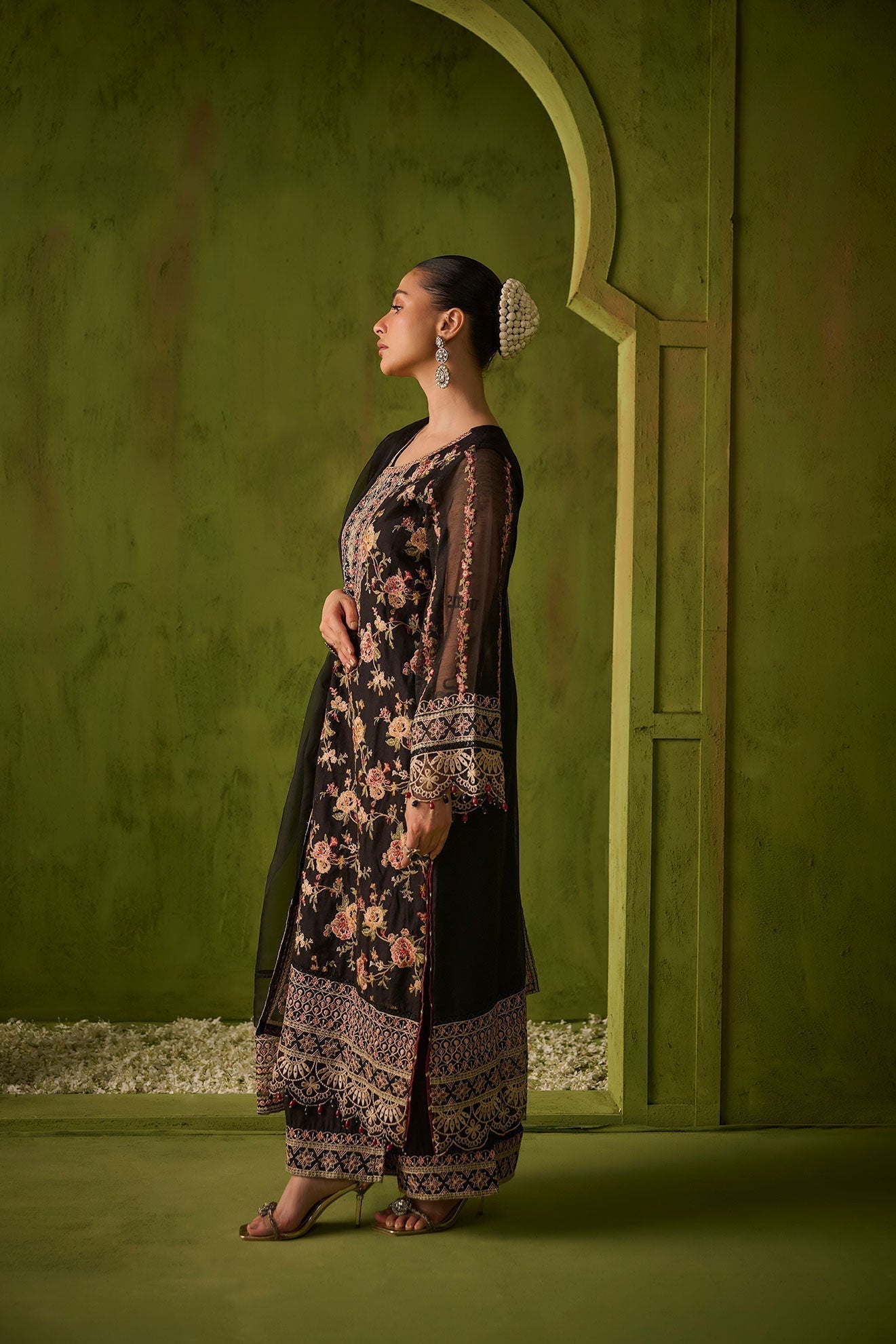 Dhanak | Festive Formals | SS24DU-3192 Black 3Pcs - House Of Anaya