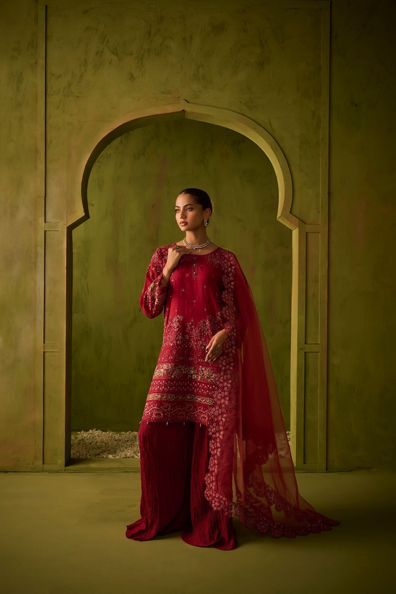 Dhanak | Festive Formals | SS24DU-3200 DARK-PINK 3Pcs - House Of Anaya