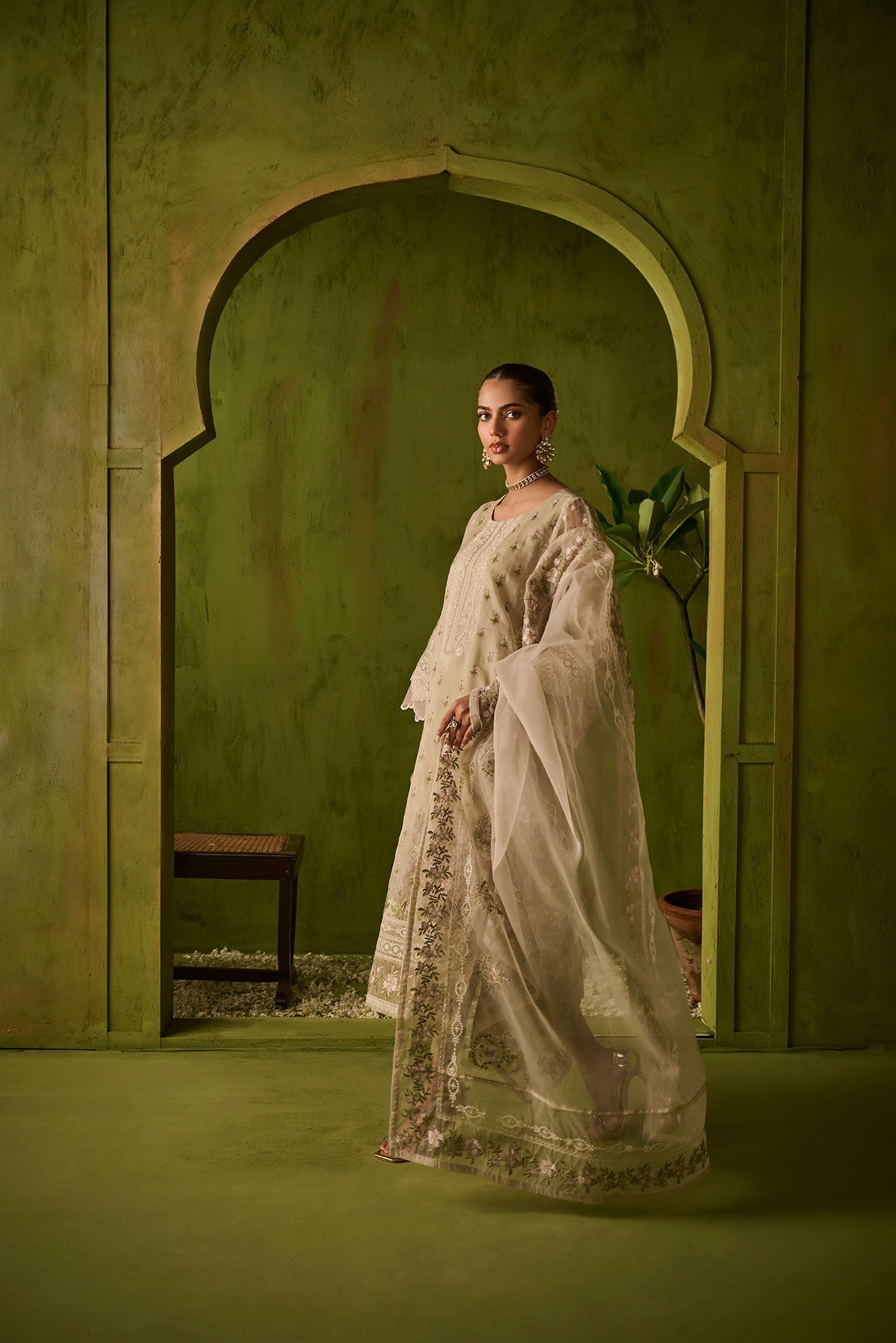 Dhanak | Festive Formals | SS24DU-3194 BEIGE 3Pcs - House Of Anaya