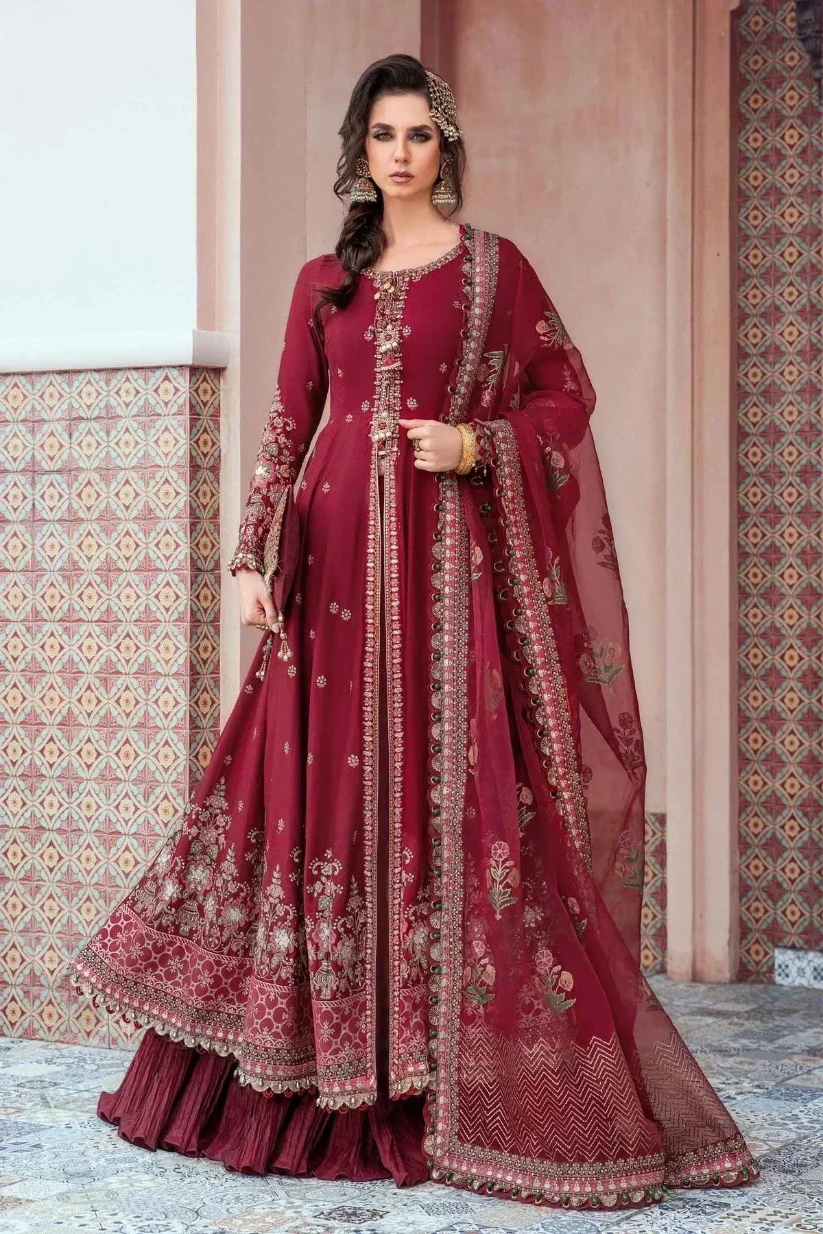 Maria B | Sateen Formals 23 | Maroon CST-708 - House Of Anaya