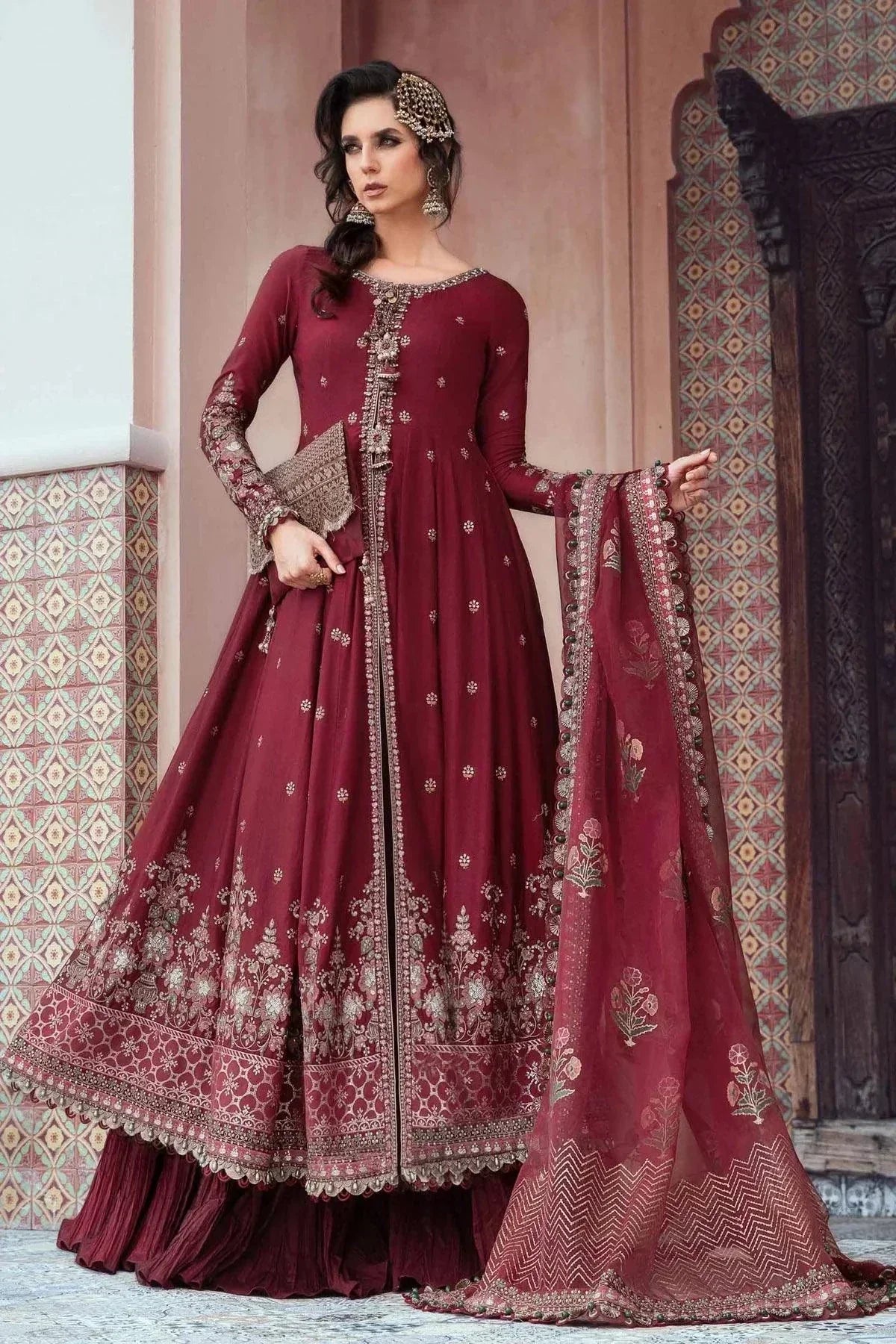 Maria B | Sateen Formals 23 | Maroon CST-708 - House Of Anaya