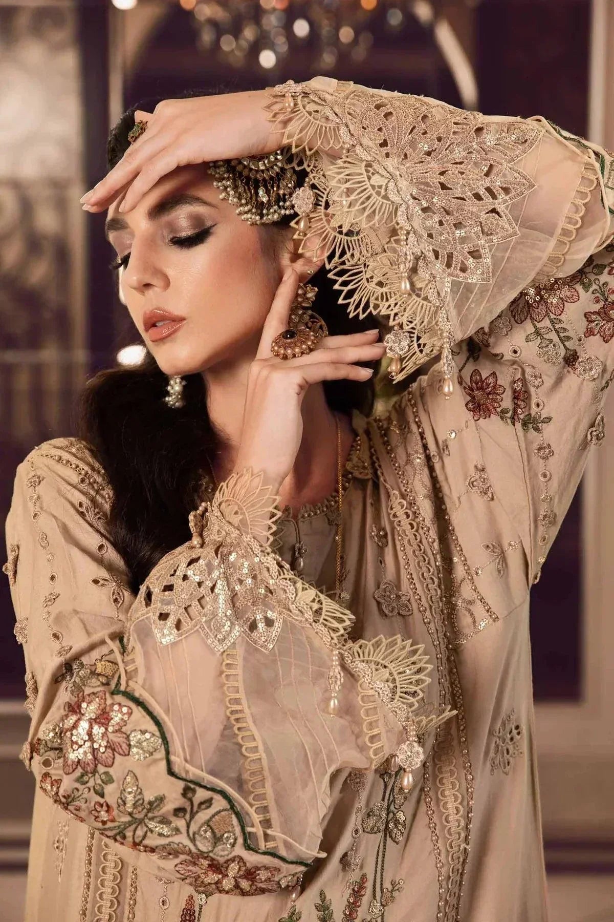 Maria B | Sateen Formals 23 | Beige CST-712 - House Of Anaya