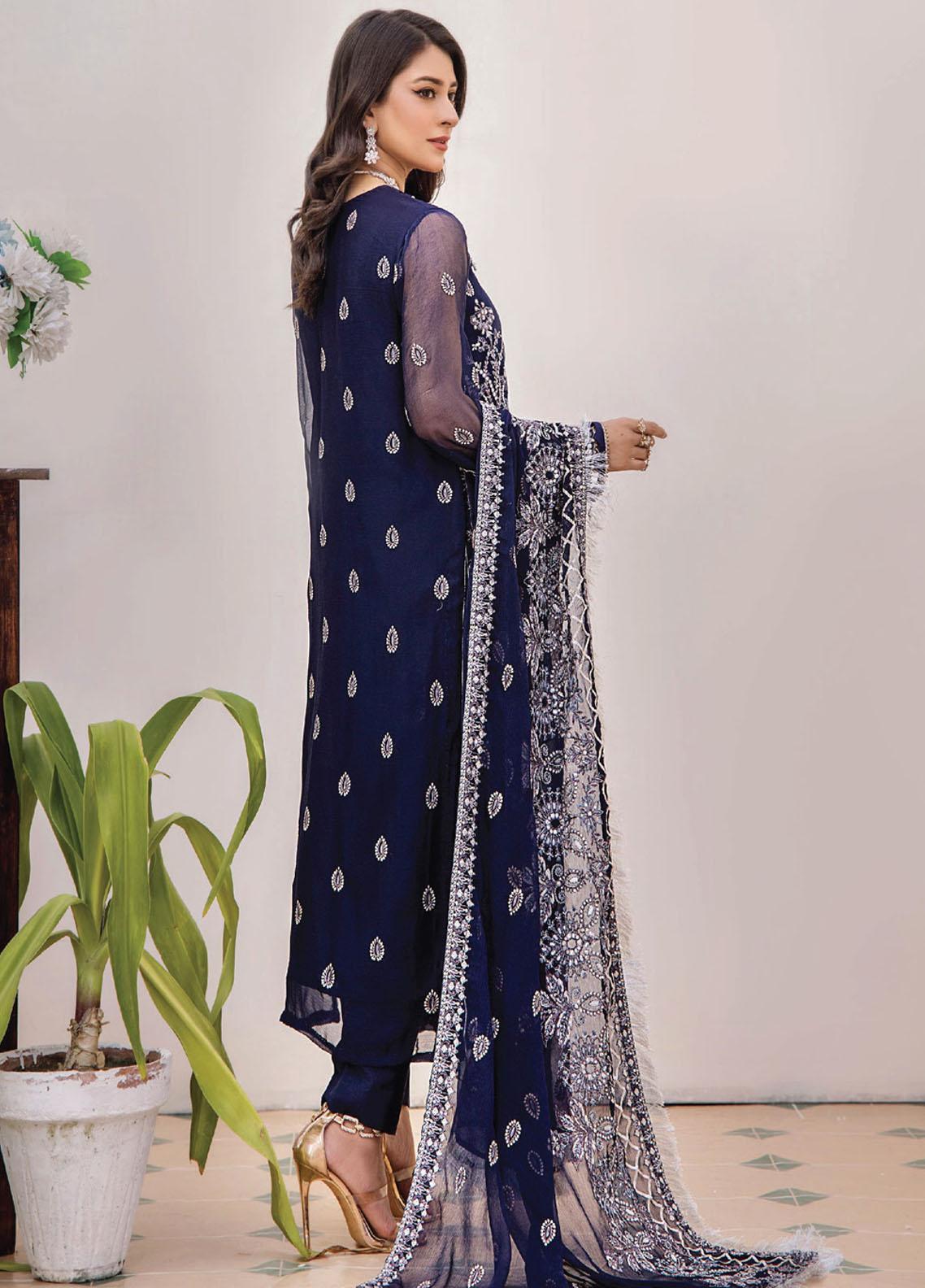 Pareesha by Humdum Embroidered Chiffon 3Pc Suit PS-01 - Riwayat-e-khas