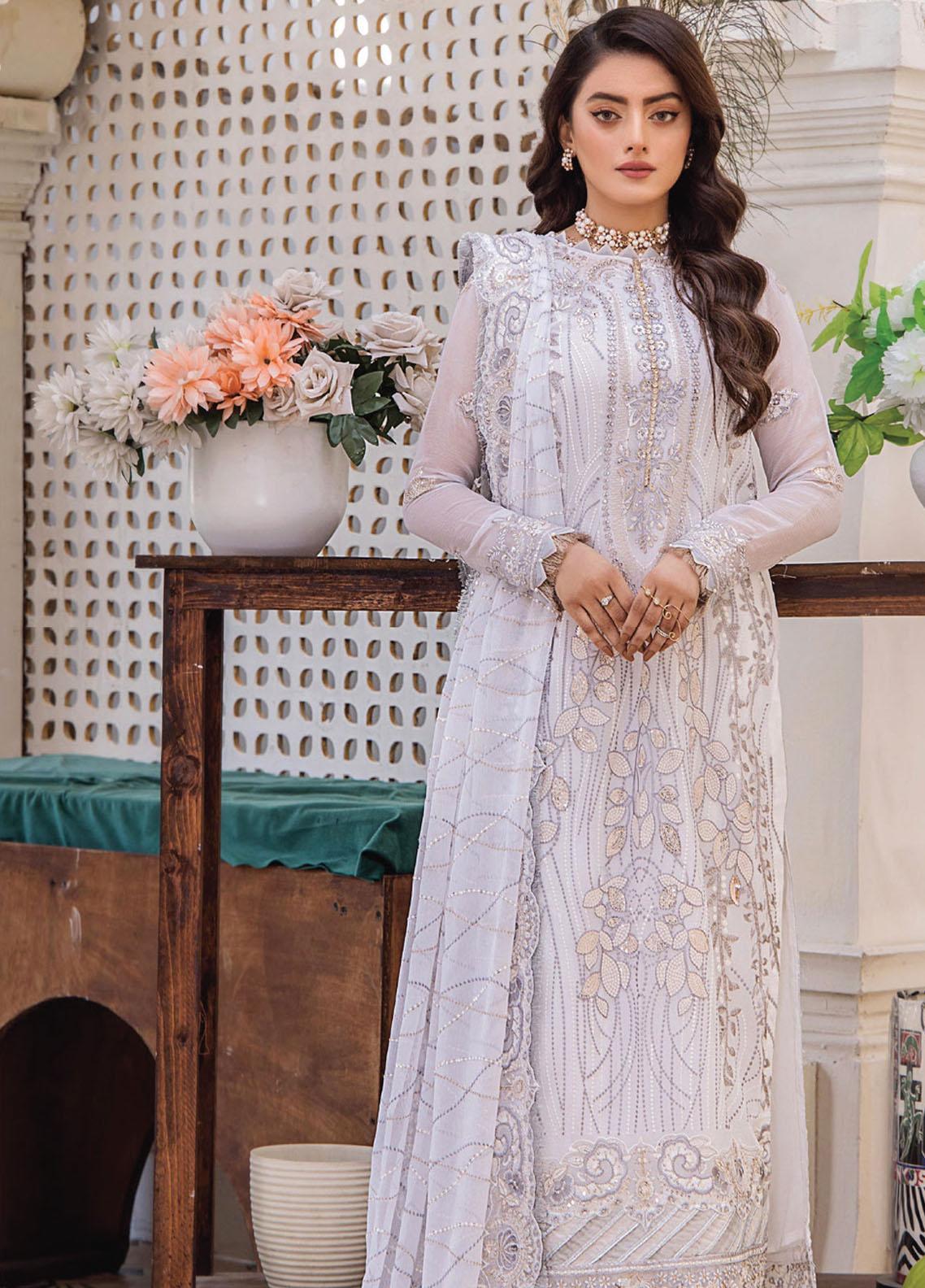 Pareesha by Humdum Embroidered Chiffon 3Pc Suit PS-02 - Riwayat-e-khas