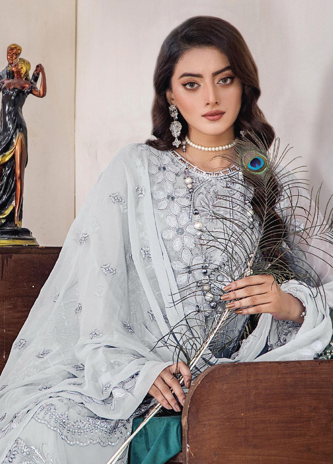 Pareesha by Humdum Embroidered Chiffon 3Pc Suit PS-05 - Riwayat-e-khas