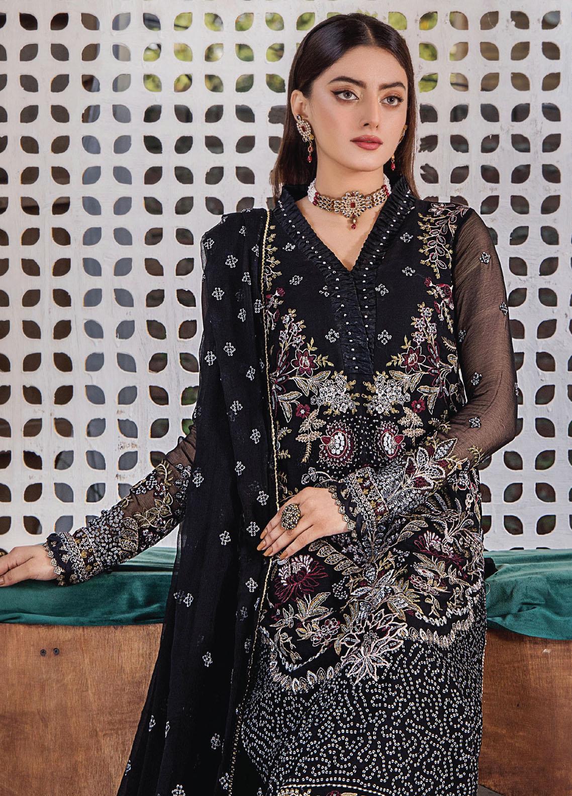 Pareesha by Humdum Embroidered Chiffon 3Pc Suit PS-06 - Riwayat-e-khas