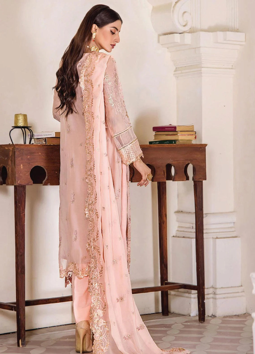 Pareesha by Humdum Embroidered Chiffon 3Pc Suit PS-07 - Riwayat-e-khas